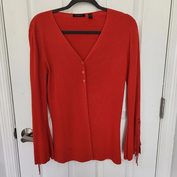 Cyrus Orange Flare Sleeve Sweater - Picture 1 of 13